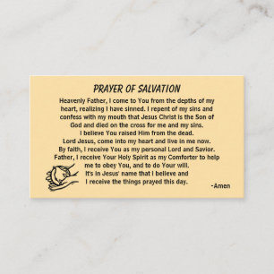 Cartão De Visita PRAYER OF SALVATION adicione igreja ou ministério 