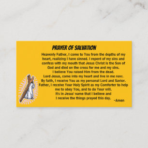 Cartão De Visita PRAYER OF SALVATION adicione igreja ou ministério 