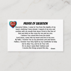 Cartão De Visita PRAYER OF SALVATION adicione igreja ou ministério 