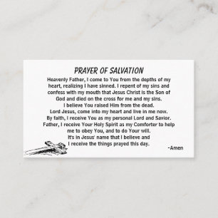 Cartão De Visita PRAYER OF SALVATION adicione igreja ou ministério 