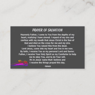 Cartão De Visita PRAYER OF SALVATION adicione igreja ou ministério 