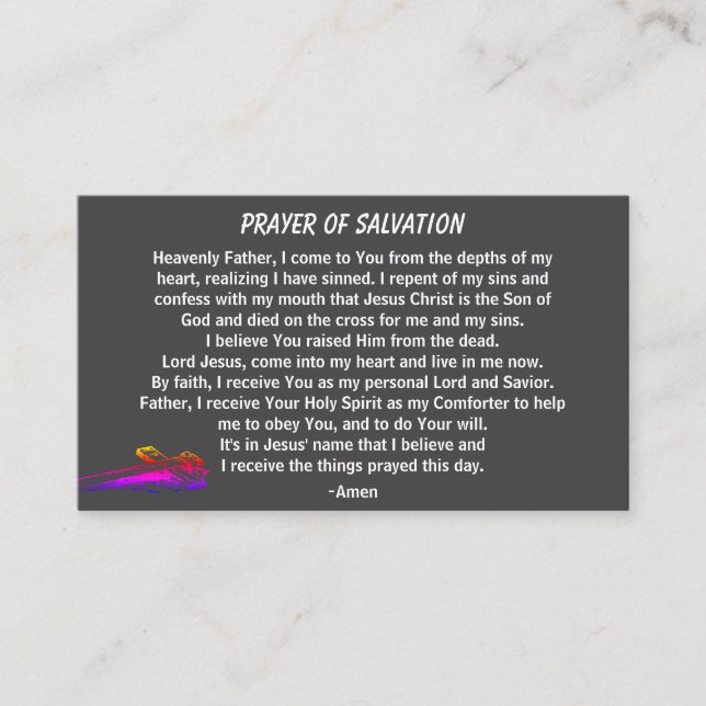 Cartão De Visita PRAYER OF SALVATION adicione igreja ou ministério  (Frente)