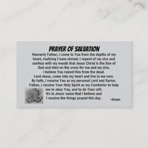 Cartão De Visita PRAYER OF SALVATION adicione igreja ou ministério 