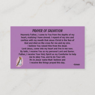 Cartão De Visita PRAYER OF SALVATION adicione igreja ou ministério 