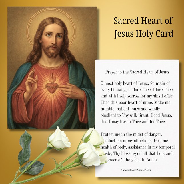 Cartão De Visita Prayer to the Sacred Heart of Jesus Holy Card (Criador carregado)