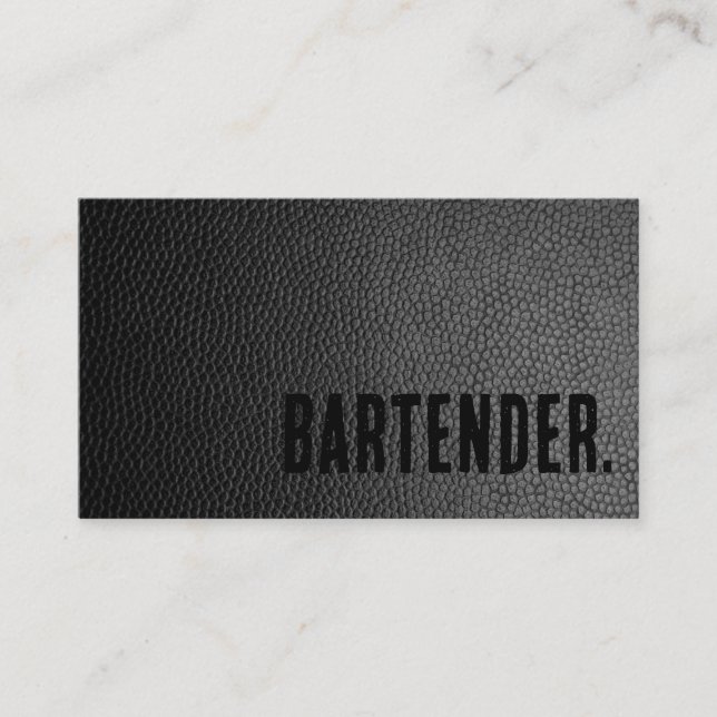 Cartão De Visita Premier Black Faux Leather Bartender (Frente)