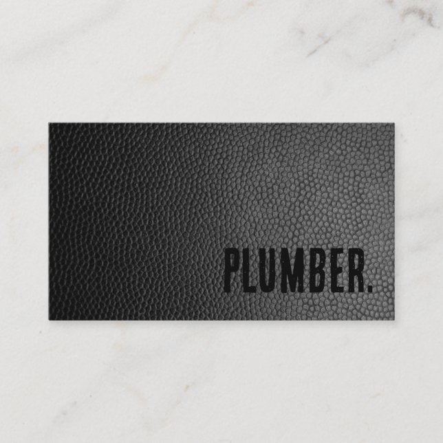 Cartão De Visita Premier Black Faux Leather Plumber (Frente)