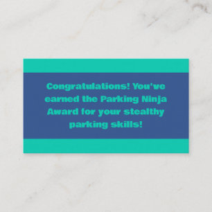 Cartão De Visita Prêmio Ninja Parking