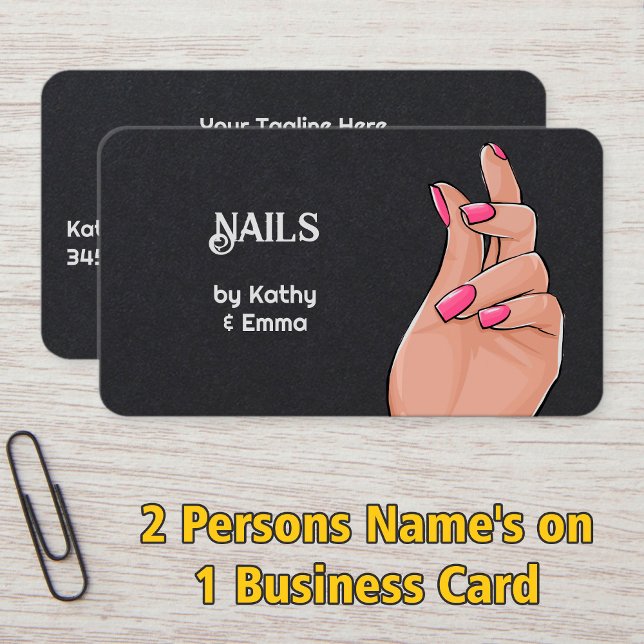 Cartão De Visita Premium de Manicure com Dois Nomes (2 Names Manicure Premium Business Cards)