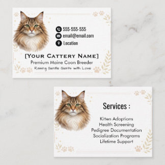 Cartão De Visita Premium Maine Coon Breeder Business Card 