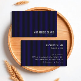 Cartão De Visita Premium Navy Pinstripe Business Card