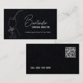 Cartão De Visita Premium QR Personalizado do Bartender Profissional