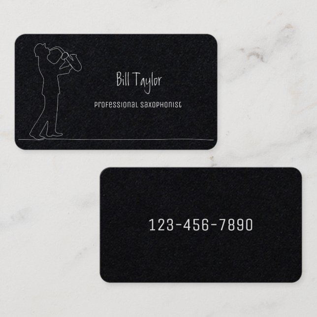 Cartão De Visita Premium saxofônico (Frente/Verso)