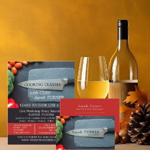 Cartão De Visita Prep Kitchen & Knife, Chef, Cozinhar