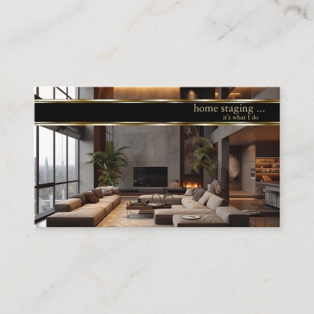 Cartão De Visita Preparação do Decorador Dourado Elegante (Frente)