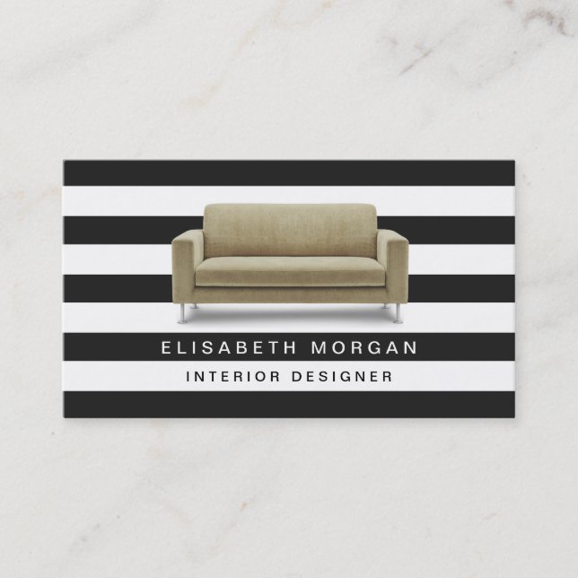 Cartão De Visita Preparação Inicial do Designer Interior - Stripes  (Frente)