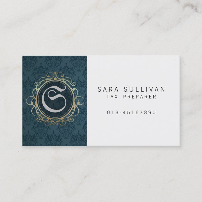 Cartão De Visita Preparador de Imposto Serviços Financeiros Azul Da (Frente)