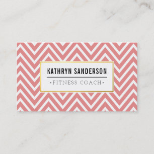 Cartão De Visita PREPPY CHEVRON modelo - símbolo dourado emblema co