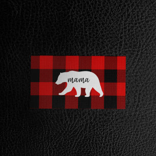 Cartão De Visita Presente De Xadrez Vermelha Moderna E Urso Branco