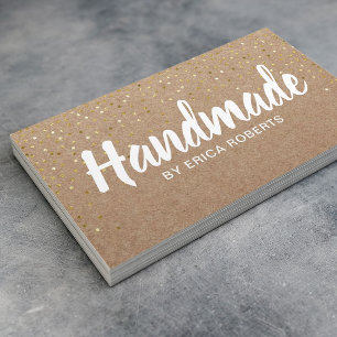 Cartão De Visita Presente Dourado Confetti Rustic Kraft artesanal
