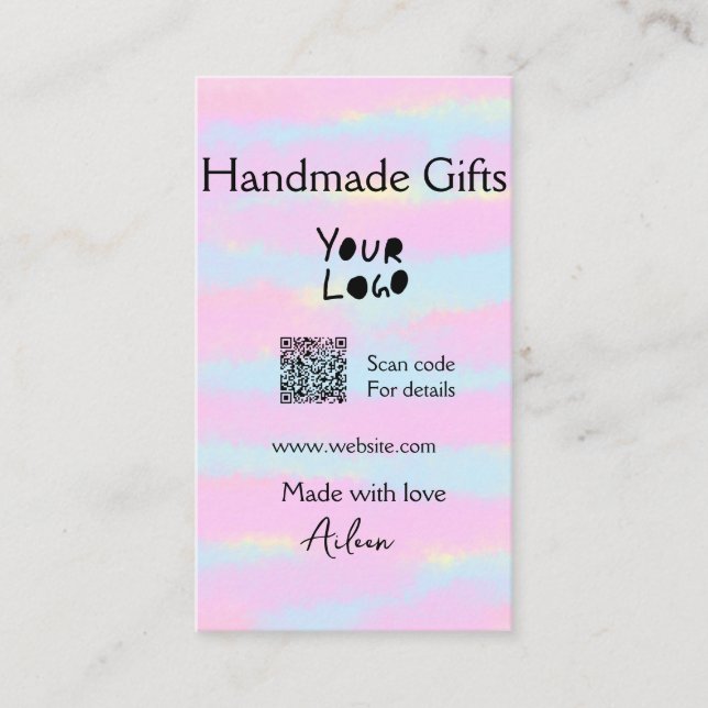 Cartão De Visita Presentes feitos à mão de pequenas empresas fazem  (Frente)