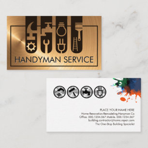 Cartão De Visita Presilhas Do Handyman Na Camada De Bronze Cooper