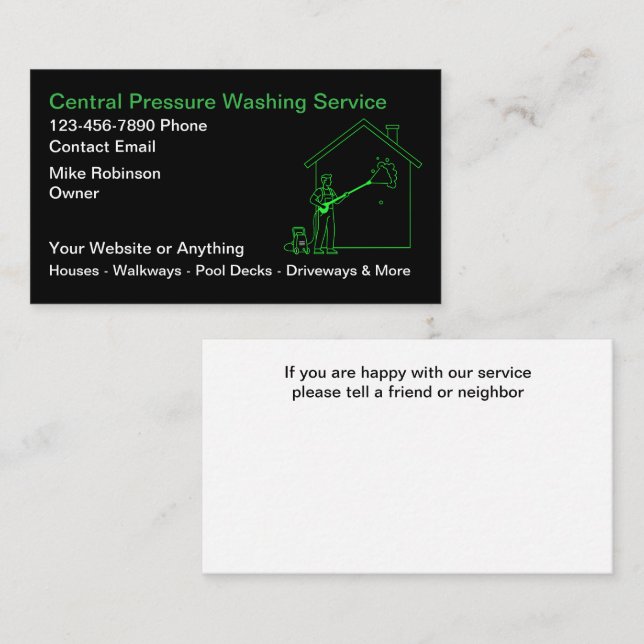 Cartão De Visita Pressure Washing Services Business Cards (Frente/Verso)