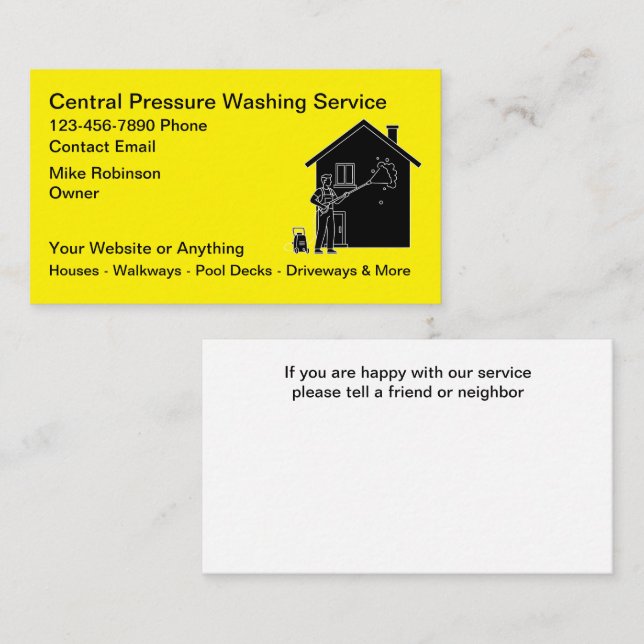 Cartão De Visita Pressure Washing Services Business Cards (Frente/Verso)