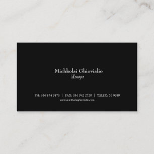 Cartão de visita preto básico do advogado/advogado