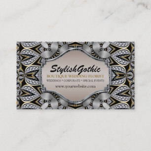 Cartão De Visita Preto BizCards barroco Dourado da prata da fusão