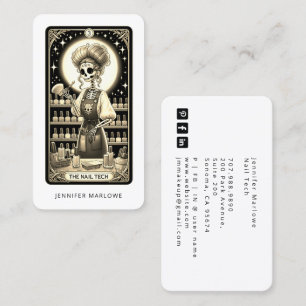 Cartão de Visita Preto Bold Nail Tech Tarot Card