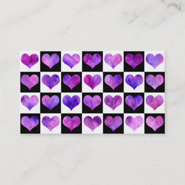 Cartão de visita preto & branco dos corações de (Frente)