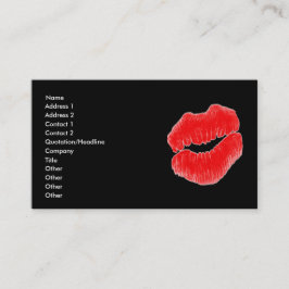 Cartão de visita preto branco dos lábios vermelhos