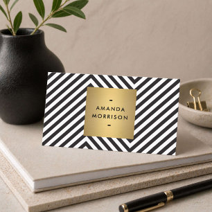 Cartão De Visita Preto Branco Dourado Moderno Criativo