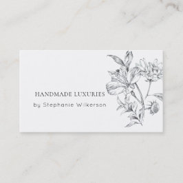 Cartão de visita preto branco elegante feito à mão