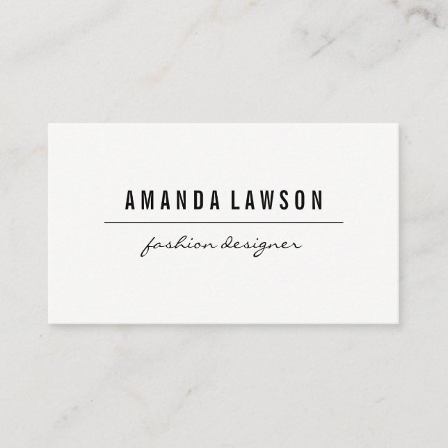 Cartão De Visita Preto branco minimalista (Frente)