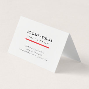 Cartão De Visita Preto Branco Vermelho Minimalista Simples Plano