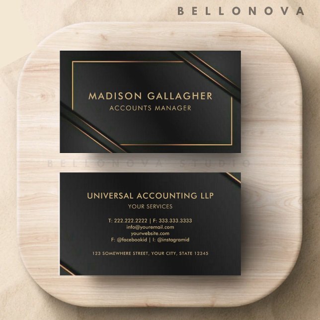 Cartão De Visita Preto Cachorro Personalizado E Profissional Dourad (Custom Cute Black And Gold Professional Business Card)