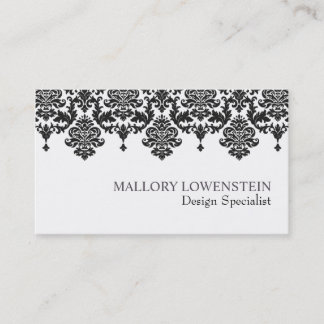 Cartão de visita preto chique do damasco de