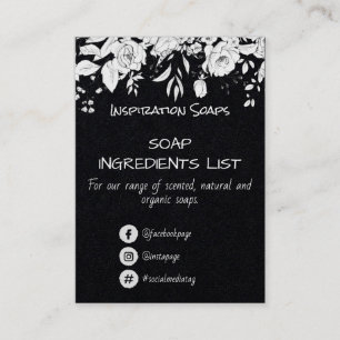 Cartão De Visita Preto Com Ingredientes De Fragrância De Sabão Br