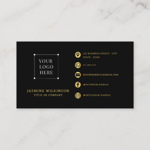 Cartão de Visita Preto com Logo Dourado Minimalist
