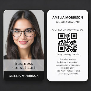 Cartão de Visita Preto Consultor Código QR Foto