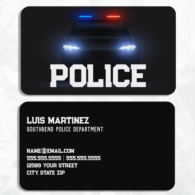 Cartão De Visita Preto da Polícia (Police Black Business Cards)