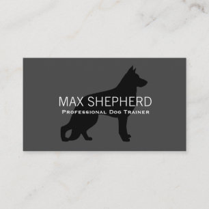 Cartão De Visita Preto da silhueta do cão de german shepherd no