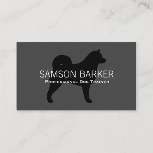 Cartão De Visita Preto da silhueta do cão do Malamute do Alasca no