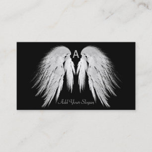 Cartão De Visita Preto das ASAS do ANJO você escolhe o costume da