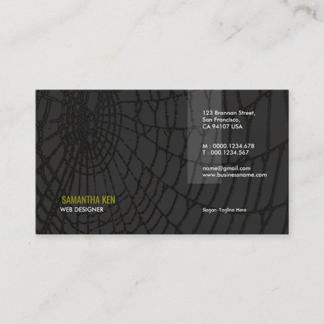 Cartão de visita preto de seda do desenhista da (Frente)