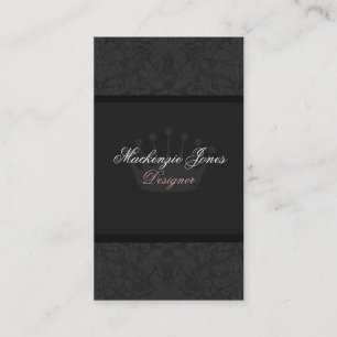 Cartão de visita preto do chique do damasco de