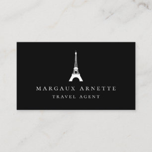 Cartão De Visita Preto do logotipo da torre Eiffel