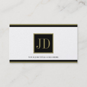 Cartão De Visita Preto do ouro de YourJobTitle/monograma quadrado